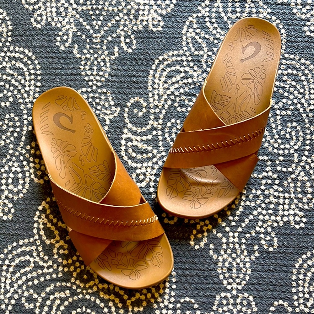 OluKai Kipe’a ‘Olu leather sandals size 7 women’s